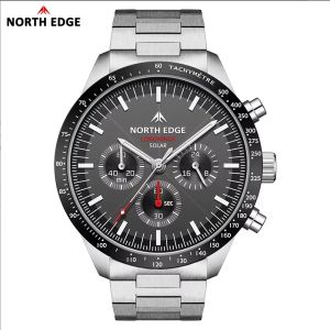 Đồng Hồ Nam NORTH EDGE 2026 LongWings Máy Quartz Năng Lượng Mặt Trời Chống Nước 50M Kim Dạ Quang Kiểu Phi Công Số Ả Rập Thép Không Gỉ
