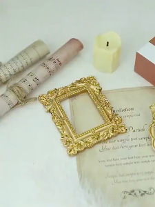 BHQ 12Pcs Mini Gold Photo Frame Retro European Style Photography Props Home Decor DIY Tabletop Ornament
