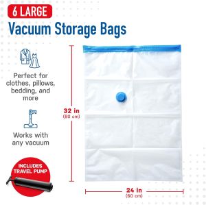 Vacuum Storage Bags for Comforters Blankets & Clothes – Vacuum Sealed Compression Bags with Hand Pump – Space Saver Storage Bag