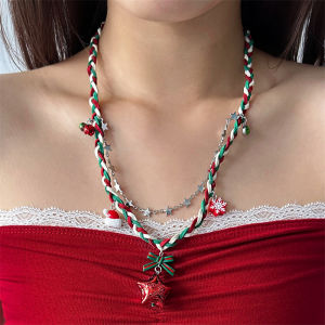 สร้อยคอรูปดาวสีแดงสำหรับผู้หญิง เครื่องประดับแฟชั่น ดีไซน์เก๋ไก๋ โซ่เสื้อกันหนาว ของขวัญวันคริสต์มาส 2024 ใหม่ล่าสุด
