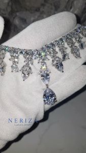 Neriza Jewelry/ชุดเครื่องประดับเพชรสังเคราะห์เกรดพรีเมี่ยมประกายเที่ยบเท่าเพชรแท้ เครื่องประดับเจ้าสาว สร้อยคอเพชร NSW082