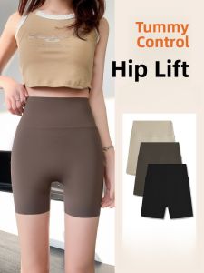 MiiOW | High Waist Womens Short Pants Anti-Light Walking Shark Shorts Fitness Nylon Spandex Bottoming Shorts Tummy Control Butt Lifting Summer Shorts