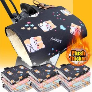 ใหม่ปลอกหุ้มแฮนด์มอเตอร์ไซค์กันหนาวสำหรับฤดูหนาวที่ครอบด้ามจับอุ่นลายสุนัขน่ารักกันน้ำถุงมือป้องกันความหนา