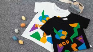 [zensasi] Baju Kaos T-Shirt Anak Laki-Laki Dan Perempuan Lengan Pendek Gambar Dinosaurus Warna Hitam Dan Putih