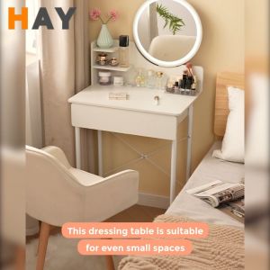 Dressing Table With LED Mirror Drawer Storage Makeup Organizer Meja Solek Dressing Desk Cosmetic Table Bedroom Table Modern Makeup Table Bedroom Table