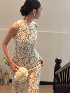 DANTING | Vintage Lace Sleeveless Elegant White Dress