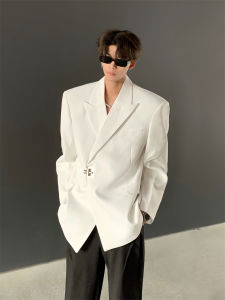 Ace Buckle Niche Style Metal Buckle Non-Ironing Leisure Suit Mens Korean Style Sense of Design Handsome Classy Corridor-Shaped Baggy Coat