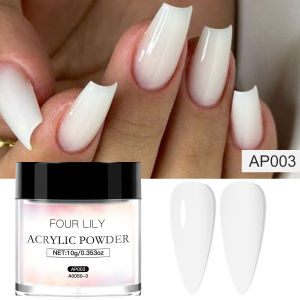 Bột Nhũ Acrylic Làm Móng Tay Màu Hồng Trắng Nude 10g FOUR LILY Chất Polymer Chuyên Nghiệp Dùng Cho Móng Tay Kiểu Pháp Không Cần Đèn