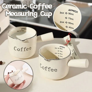 3oz/90ml Ceramic Coffee Measuring Cup with Scale Extraction Cup & Small Milk Cup with Handle