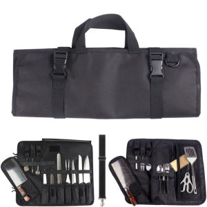 16 Slot Foldable Knife Roll Bag Chef Kitchen Cleaver Slicing Butcher Japanese Knife Carrying Case Outdoor Professional Pocket