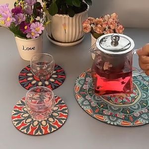 Water Absorbent Non-Slip Cup Coaster Mat Cup Pad Placemats Insulated Heat-Resistant Washable Cup Pad
