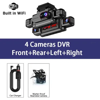 4 Channel Car DVR UHD 1080P 4-Lens Cabin Vehicle Dash Cam 360° All Sides Car Camera Wifi Video Driving Registrator Black Box