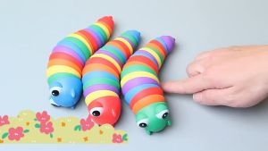 Ivorybaby Mainan Caterpillar Fidget Slug Ulat Warna Warni Sensory Motorik Bayi Lucu Mainan Ulat Bergerak Ulat Berjalan