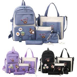 5Pcs Children Backpacks Set Cute Bear Back to School Primary Kids Bags for Girls Boys Travel Bag Children Schoolbag Pencil Cases