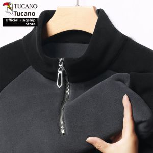 TUCANO | Men Leisure Zip Collar Pullover Color Block Fleece Sweatshirt Autumn Winter