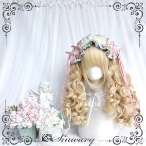 Cute Lolita Doll Platinum Golden Fluffy Hair Tail Wig | Donut Double Tail Braid Fake Hair High Temperature Silk Material