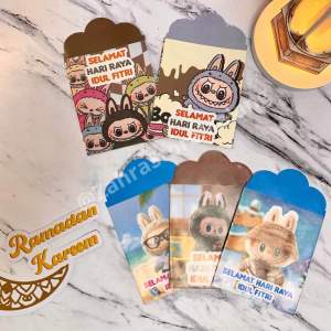 Termurah! isi 100pcs Amplop Lebaran 2025 Viral Motif Labubu Lucu Aesthetic Random