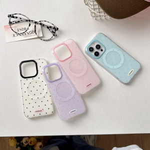 Magnetic Acrylic Phone Case Polka Dot Simple Pure Color Protection for iPhone 17 pro Apple 18 New Model 15 Creative 14 pro Women Style 13