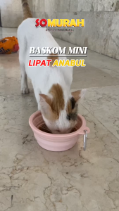Baskom Ember Lipat Silikon Portable Anti Bocor Pet Feeder Bowl Baskom Makananan Hewan Peliharaan