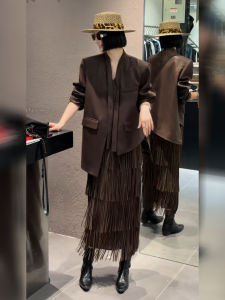 DANTING | Chic Lady Boss Style Suit Beige Jacket and Skirt Set