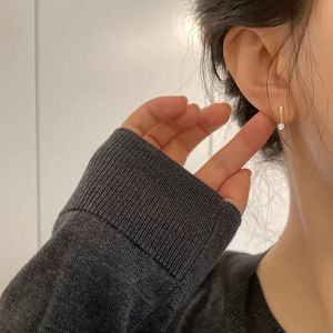 S925 Sterling Silver Simple Zircon Earrings Women Luxury Minimalist Design Korean Style Fashionable Elegant Ear Jewelry