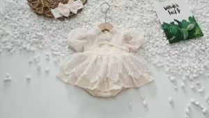 BD109 Body váy công chúa đầm cổ tàu RIOKIDS cho bé gái sơ sinh mặc thôi nôi đầy tháng đi chơi tiệc