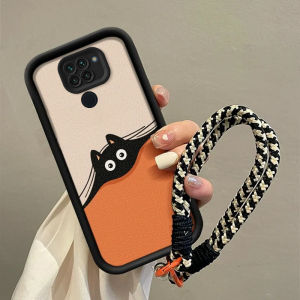 casing hp Redmi Note 9 Pro Max terbaru 2025 Bola batubara hitam Anti -fall Lanyard Model wanita kartun