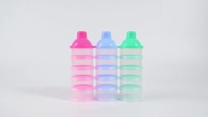 2 PCS 5 Layers Baby Milk Powder Dispenser Portable Formula Dispenser Travel Milk Powder Container Snack Storage (Blue + Green)