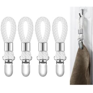 1/4PCS Bathroom Towel Clips Braided Multipurpose Cloth Hanger Bathroom Cotton Loop Towel Clip  Metal Clamp Kitchen Home Storage