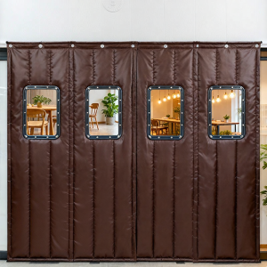Magnetic Self-Attracting Thick Cotton Door Curtain for Thermal Insulation Windproof Soundproof