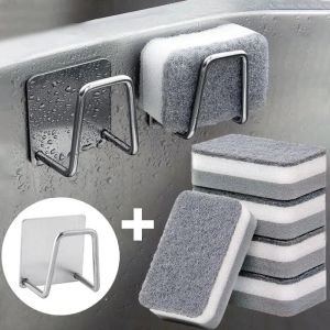 Nhà bếp bọt biển chủ tự dính thép không gỉ ống xả bồn rửa mặt giá miếng bọt biển miếng cọ rửa làm sạch dishcloth Bộ kệ lưu trữ