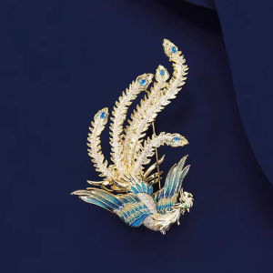 Elegant Enamel Phoenix Brooch Pin Womens Fashion Accessory Unique Design High Quality Alloy Material No Engraving Included