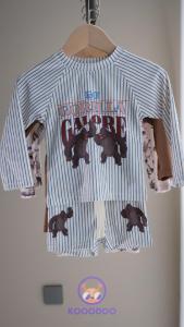 Đồ bơi bé trai 2 mảnh Rashguard Bộ dài tay đười ươi khủng long Bộ Đồ Tắm khô nhanh