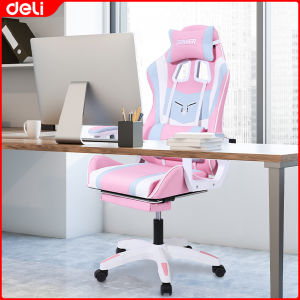 Deli Gaming Chair Ergonomic Office Chair For Computer Leather Swivel Chair Heavy Duty Office Chairs On Sale E4927 Pink