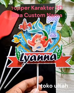 Topper 3D Karakter Bisa Custom Nama untuk Hiasan Kue Ulang Tahun / Ultah Anak Karakter (Toper Cake)