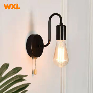 Nordic Industrial Wall Lamp Iron Black E27 Indoor Lighting Bedside Bathroom Bedroom Lamp Sconce Wall Light Fixture Decor