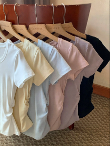 imimtuan | Áo Thun Sơ Mi Ôm Dáng Màu Đơn Short Sleeve