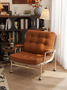 Retro Designer Single Sofa Chair Luxury Living Room Leisure Chair with Universal Wheels Mobile Single Chair Imms Recliner