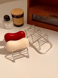 Stainless Steel Wave Soap Dish Holder Draining Soap Rack with Removable Tray Non Slip Bathroom Sink Organizer