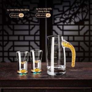BOANG | Bộ Ly Rượu Bằng Kính Pha Lê Kiểu Trung Quốc Sang Trọng và Bình Rượu Đồng