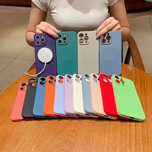 ซิลิโคนเหลว เคสชาร์จไร้สายแม่เหล็ก เคส iphone 17 17 Air 17Pro max 16 15 14 13 12 11Pro Pro Max Plus เคสโทรศัพท์กันกระแทกแบบนิ่มพร้อมผ้ากำมะหยี่ด้านในป้องกันกล้องคลุมทั้งหมด