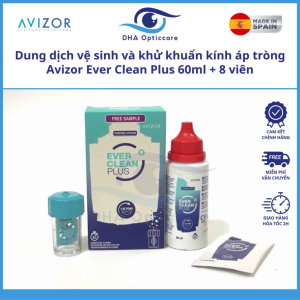 Dung dịch vệ sinh và khử khuẩn kính áp tròng Avizor Ever Clean Plus 60ml + 8 viên