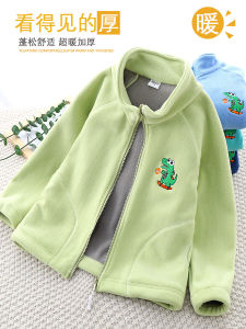 Boys Fleece Jacket Spring Autumn Zipper Casual Stand Collar Shake Fleece Coat Childrens Long Sleeve Polyester Fiber Coat