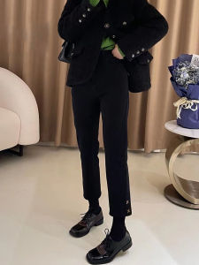 Quần Jeans Denim Ống Thẳng Cạp Cao Co Giãn Cho Nữ Mùa Thu Quần Ống Loe Ôm Dáng Đen Cỡ Lớn Quần Jeans Thường Ngày