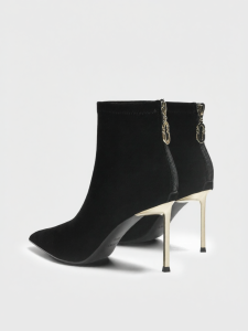 Josiny | Pointed High-Heeled Short Boots Velvet