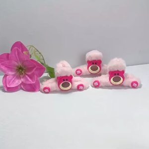 kẹp tóc sau hình gấu đáng yêu kẹp gắp tóc lông mịn hình gấu hồng lotso