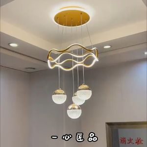 Lampu Gantung Kristal Minimalis Mewah 3 Warna LED Remote Control ruang tamu bergaya Eropa bar Dekorasi Hotel Nordik Remote