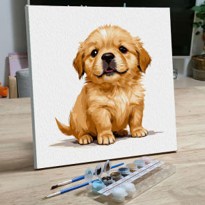 Digital Childrens Handmade Dog Painting Filling Colorful Acrylic on Canvas Decorative Artwork Simple Modern Style Animal Pattern