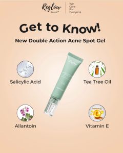 REGLOW BEAUTYCARE - Double Action Acne Spot Gel Obat Jerawat | SALICYLE ACID | BHA | TEA TREE OIL | VITAMIN E | 15 ml