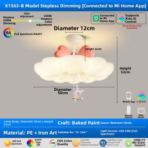 FANZHEN | Cream Colored Cloud Bow Ceiling Light For Princess Room